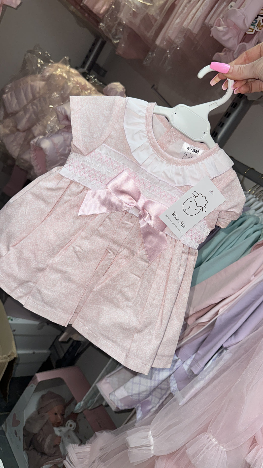 Pink Baby Girls Puff Dress with Bloomers