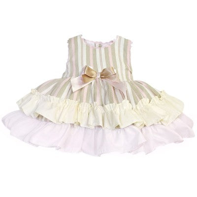 Beige & Camel Puff Dress with Bloomers
