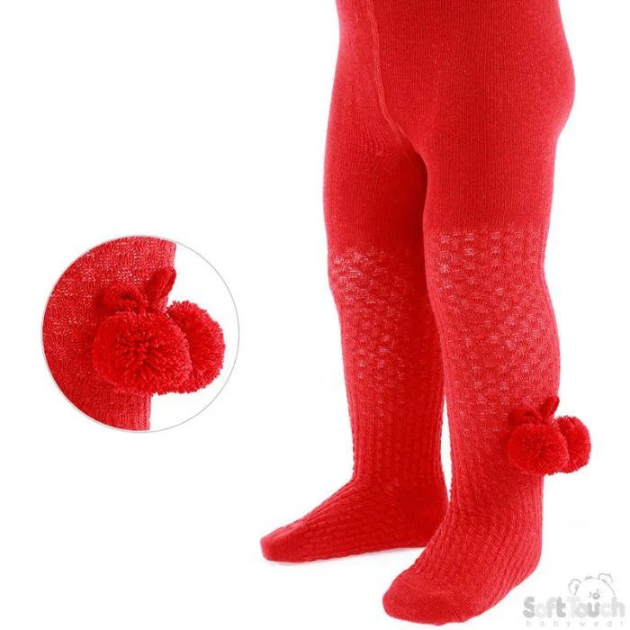 Red Pom Pom Tights