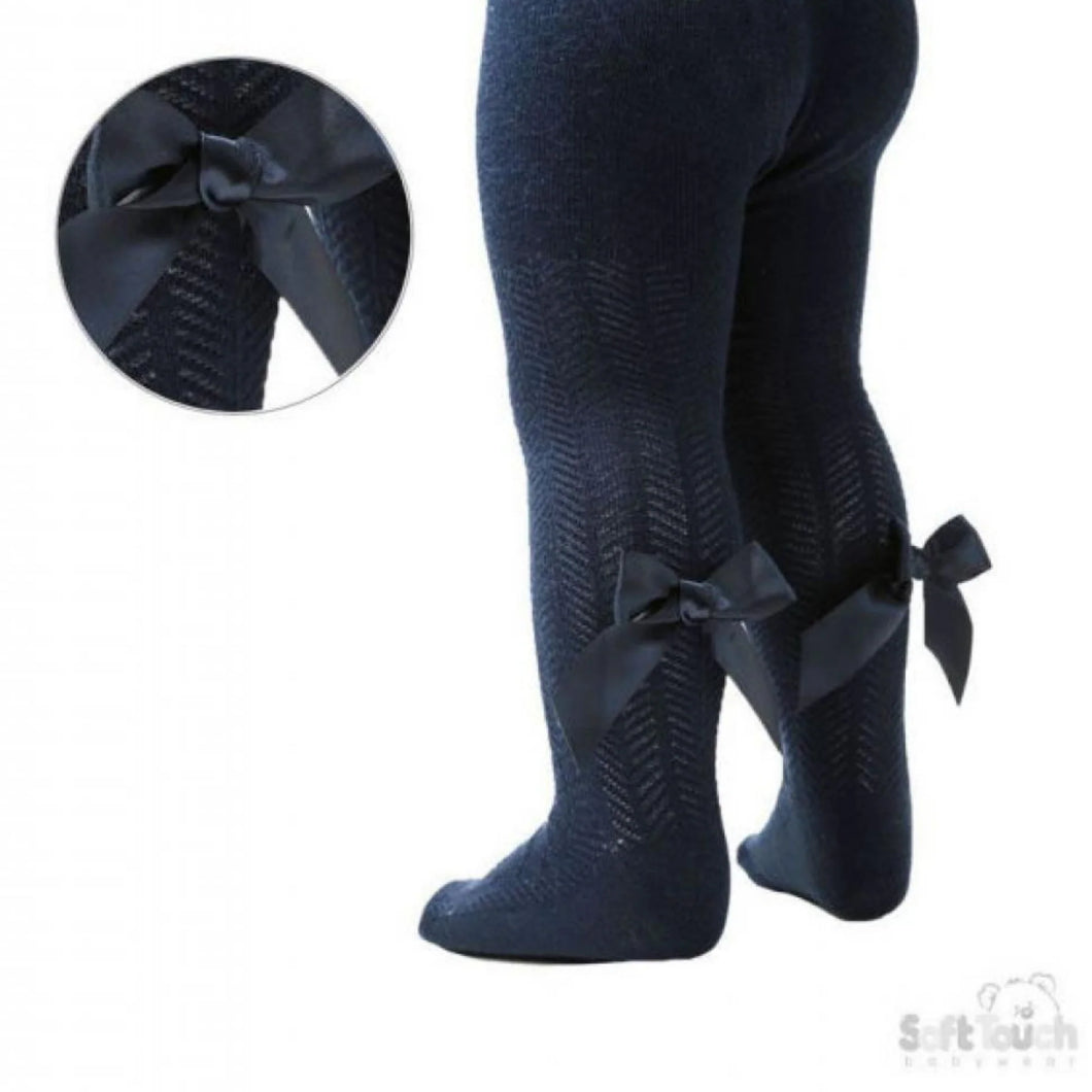 Navy Bow Tights