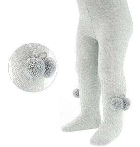 Grey Pom Pom Tights
