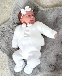 White Dandelion Knitted Pom Two Piece Set
