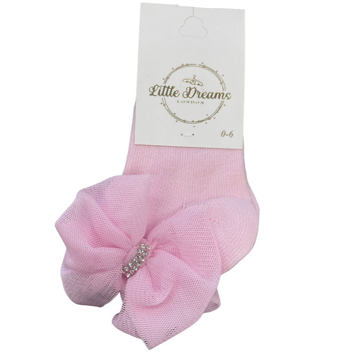 Pink Bow Mesh Ankle Sock