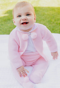 Pink Dandelion Knitted Pom Two Piece Set