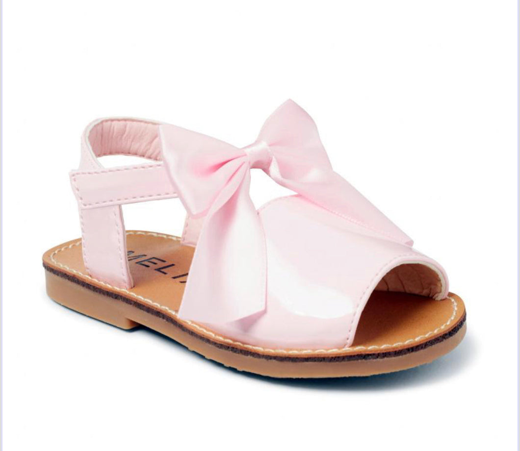 White Martina Pink Bow Sandal