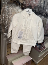 Load image into Gallery viewer, Baby Girls Frilly Tracksuit in Pink, Beige &amp; White

