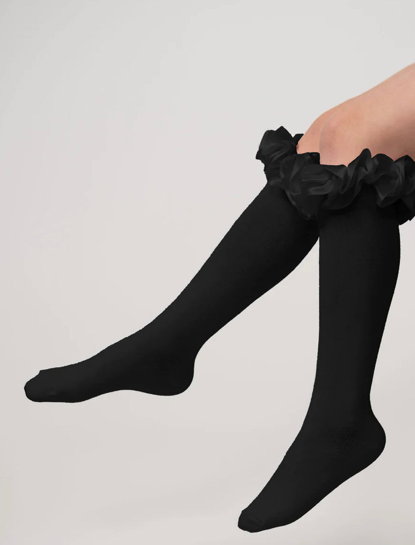 Caramelo Silk Ruffle Knee High Socks