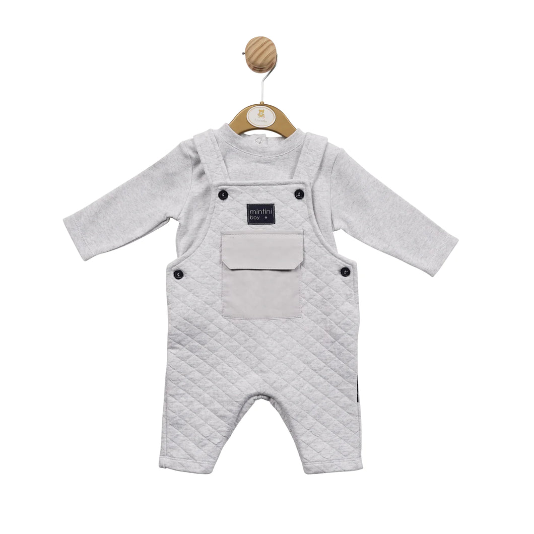 Mintini Grey Dungaree Suit Set
