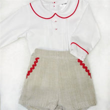 Load image into Gallery viewer, Baby Bow Grey and Red Shorts with Shirt
