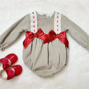 Baby Girls Grey & Red Romper
