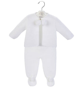 White Dandelion Knitted Pom Two Piece Set