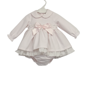 Baby Girl Waffle Pink Dress with Bloomers