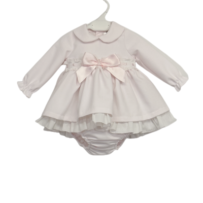 Baby Girl Waffle Pink Dress with Bloomers