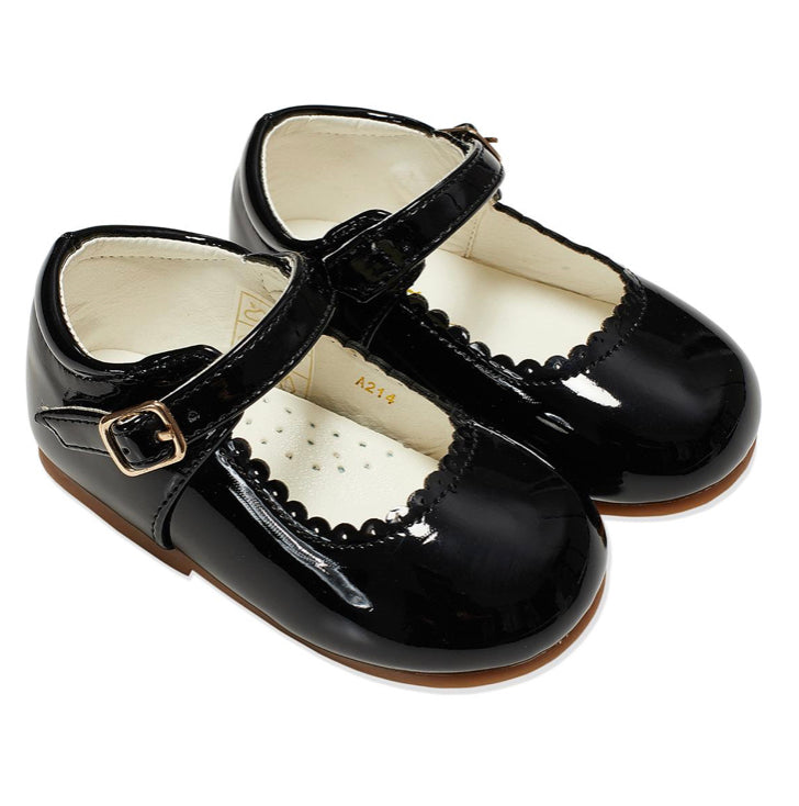 Black Scallop Patent Shoes 3-10 (Infant Sizes)