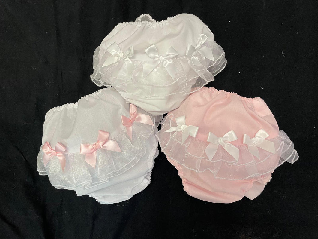 Pink & White Bloomers with Bow