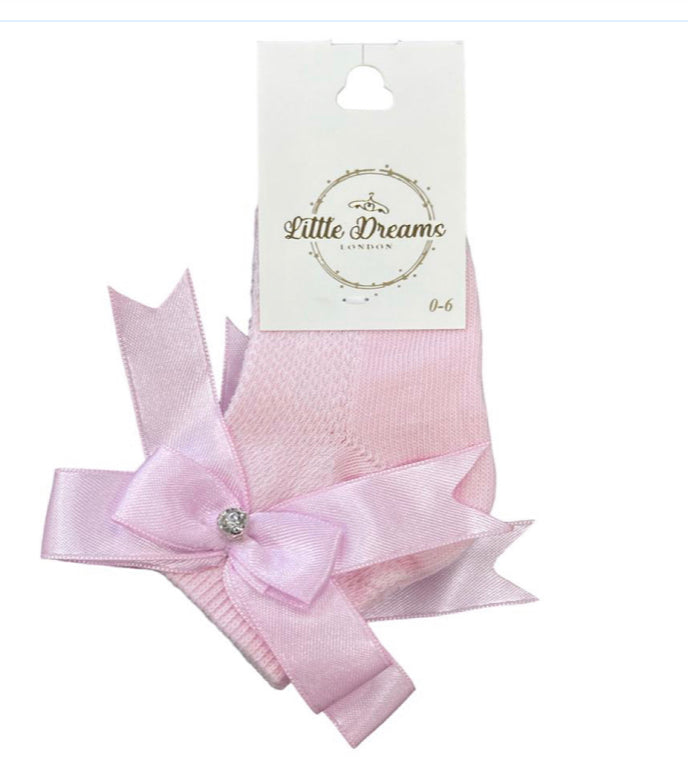 Pink Ribbon Bow Ankle Sock