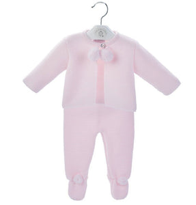 Pink Dandelion Knitted Pom Two Piece Set