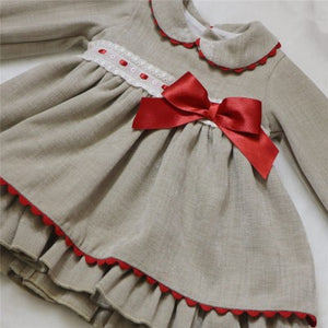 Baby Girls Grey Cotton Dress with Bloomers