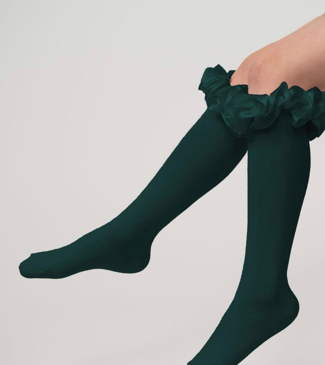 Caramelo Silk Ruffle Knee High Socks