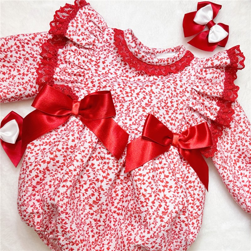 Weeme Floral Red Frilly Romper
