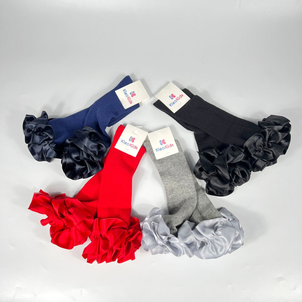 Kleo Kids Ruffle Knee High School Socks