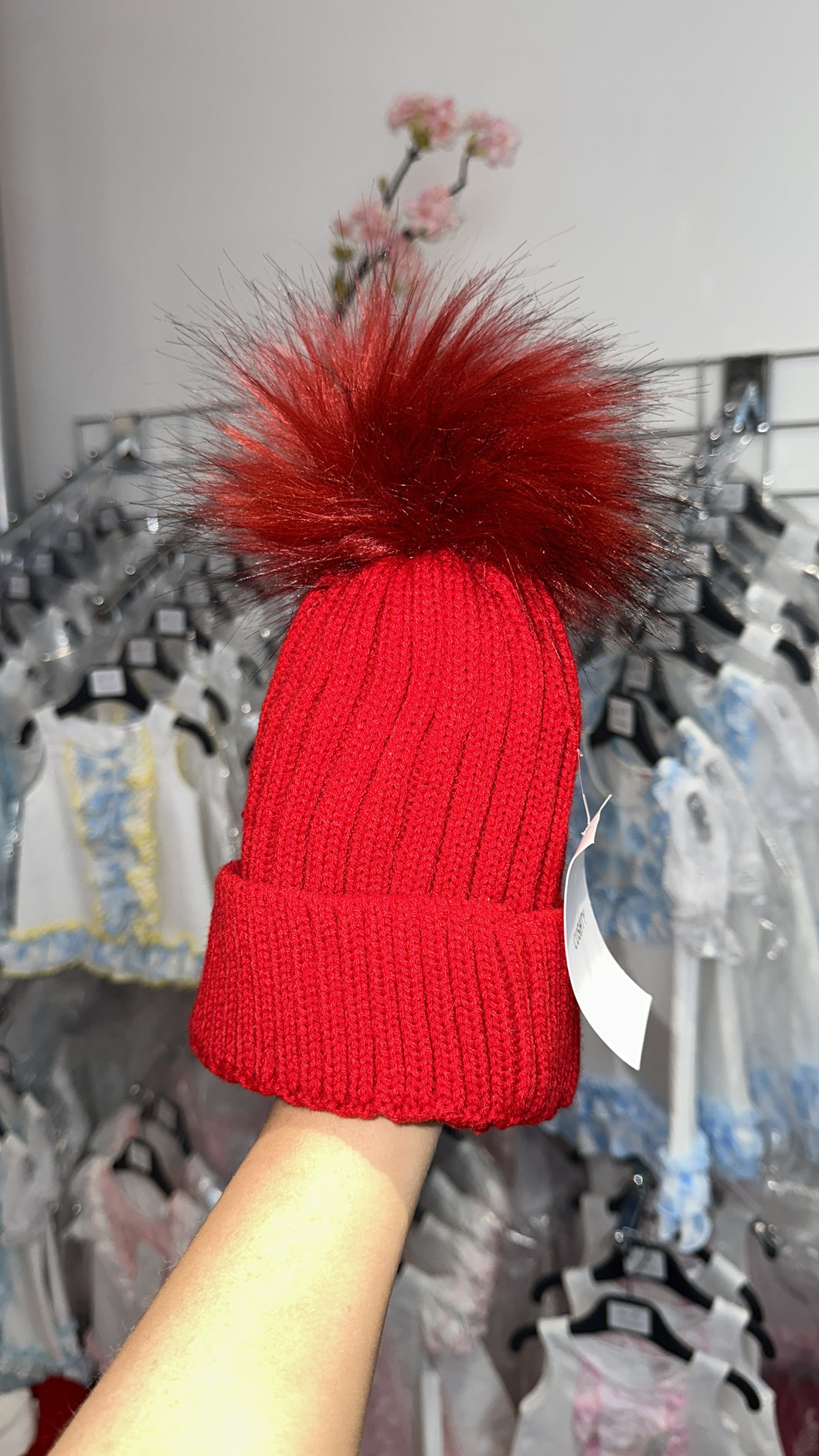 Red Single Pom Hat