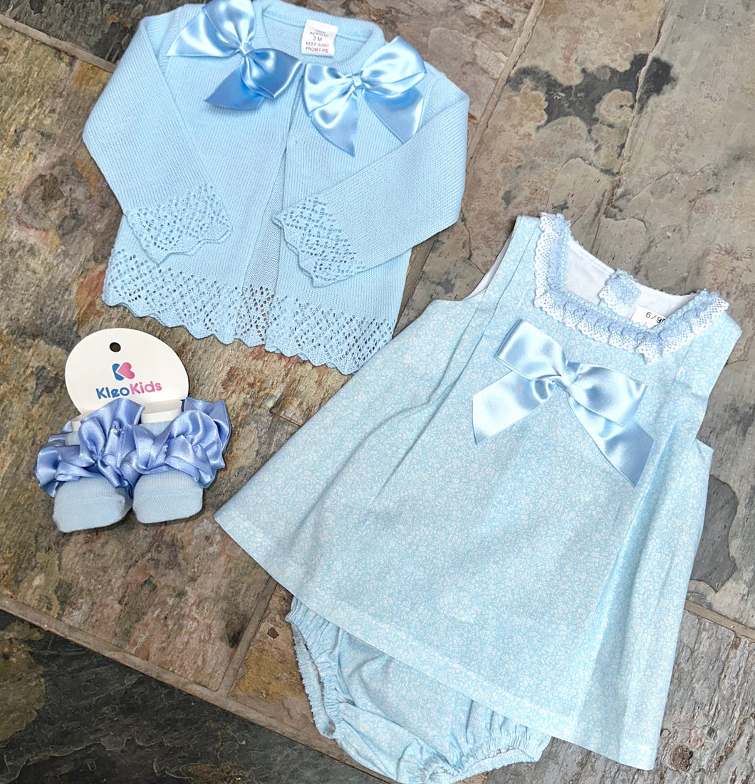 Blue Girl Floral A Line with Bloomers