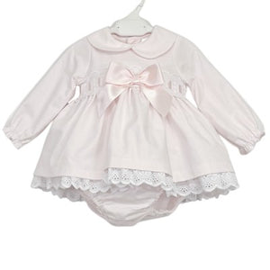 Baby Girl Cotton Pink Dress with Bloomers