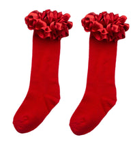 Load image into Gallery viewer, Caramelo Silk Ruffle Knee High Socks
