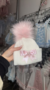 White & Pink Diamonte Hat