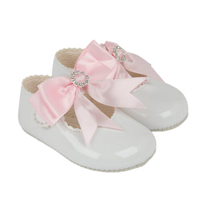 Baby Girls Pink & White Diamonte Baypods Soft Sole