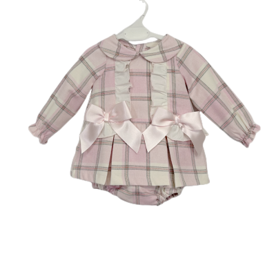 Baby Girl Tartan Frill Cotton Dress with Bloomers