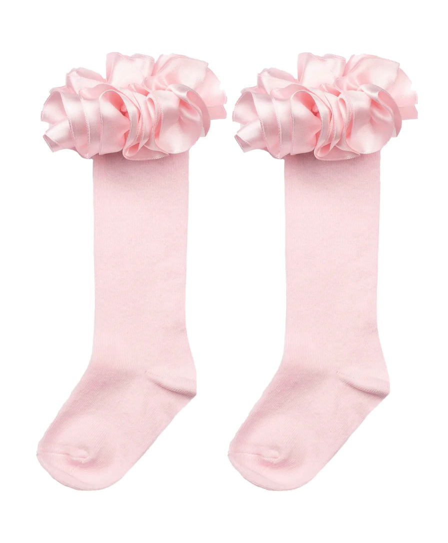 Caramelo Silk Ruffle Knee High Socks