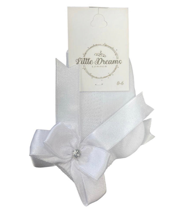 White Ribbon Bow Ankle Sock