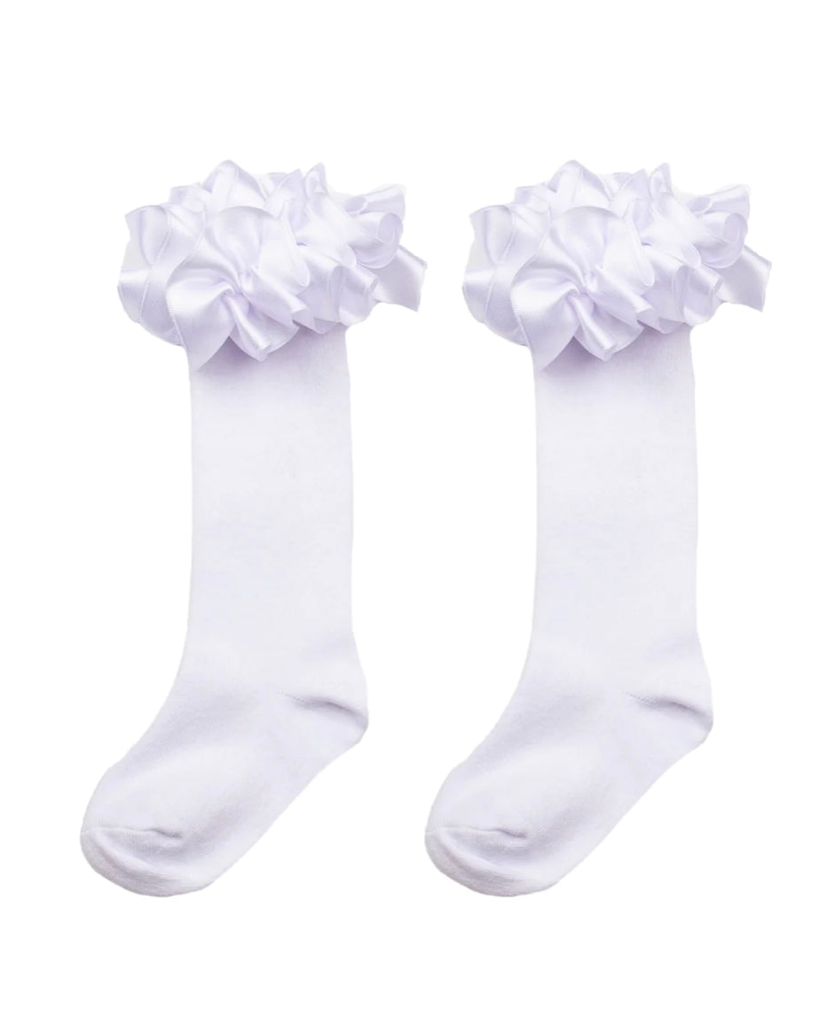 Caramelo Silk Ruffle Knee High Socks