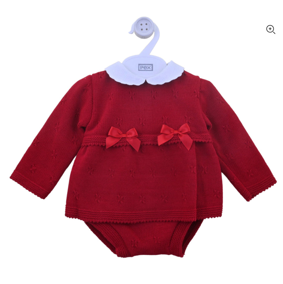 Mae Red Knitted Bow Two Piece