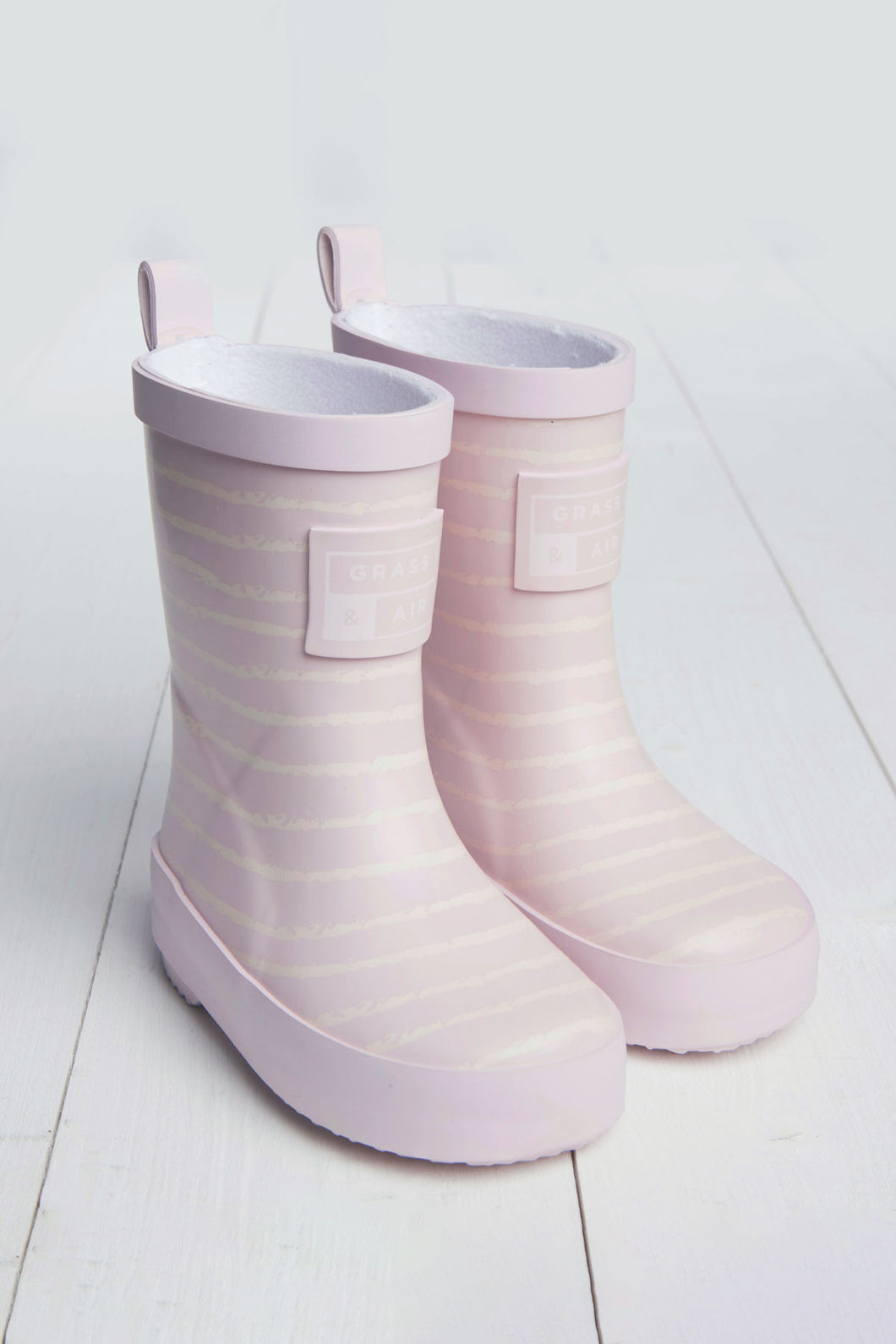 Grass & Air Little Kids Pink Stripe Wellies