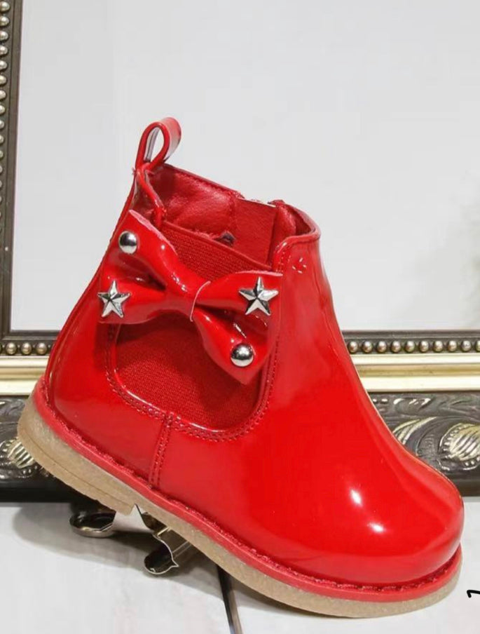 Girls Red Star Ankle Boots (UK 3-7)