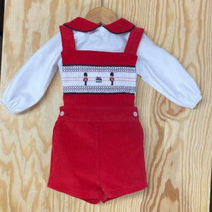 Red Smocked Soldier Dungaree Set