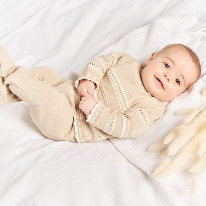 Dandelion Baby Beige Knitted Sleepsuit