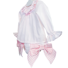 Load image into Gallery viewer, Pink Gingham Big Bow Bloomers &amp; Blouse
