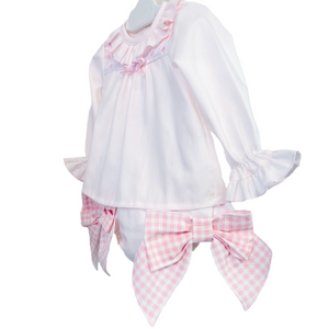 Pink Gingham Big Bow Bloomers & Blouse