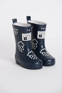 Grass & Air Little Kids Navy Colour Revealing Wellies