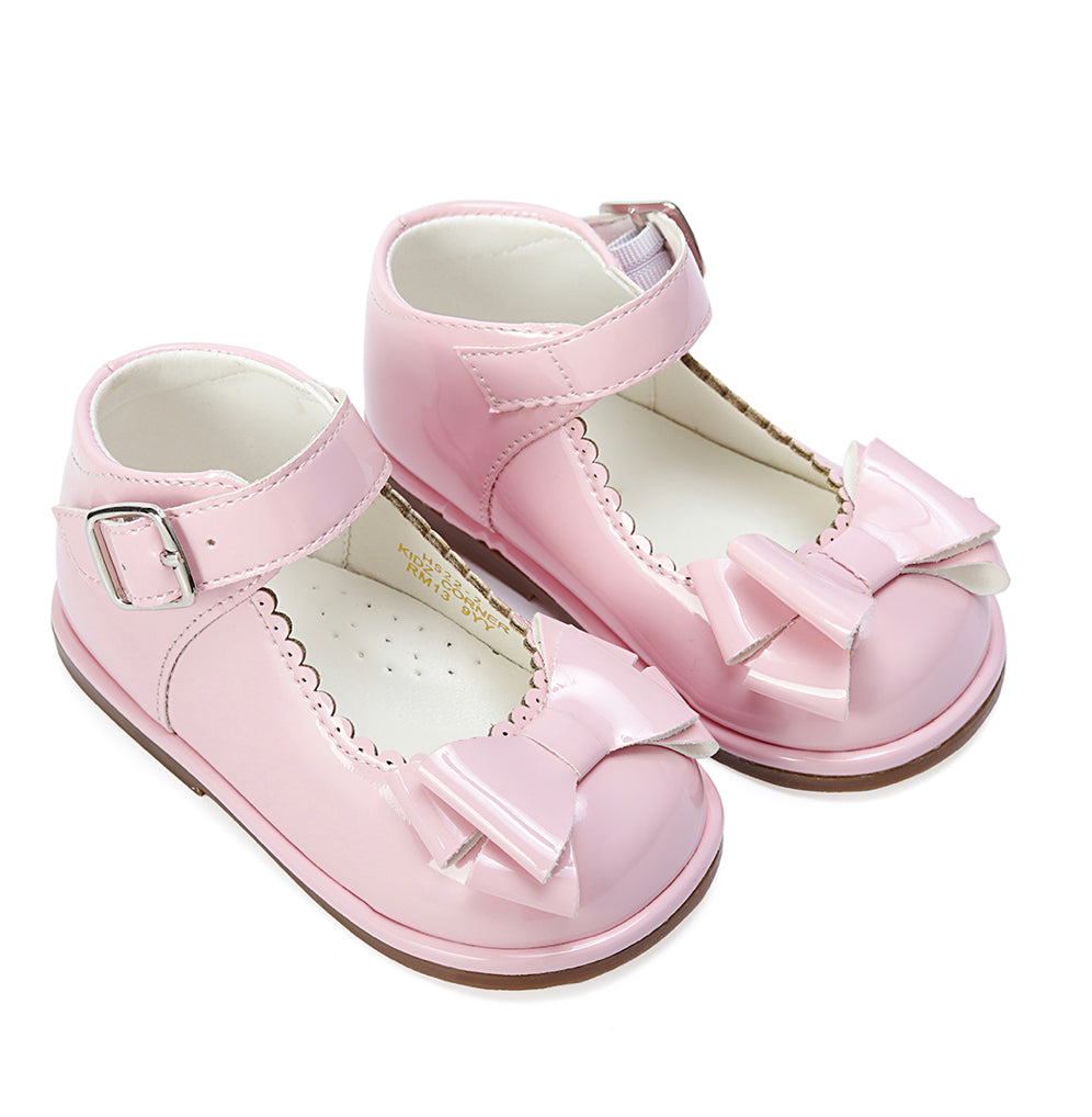 Baby Pink Patent Bow Shoes 3-10 (Infant Sizes)