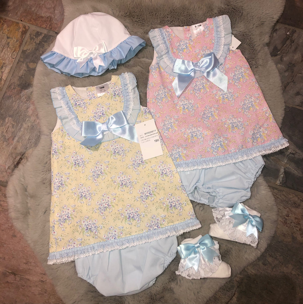 Yellow Floral Summer Dress with Bloomers