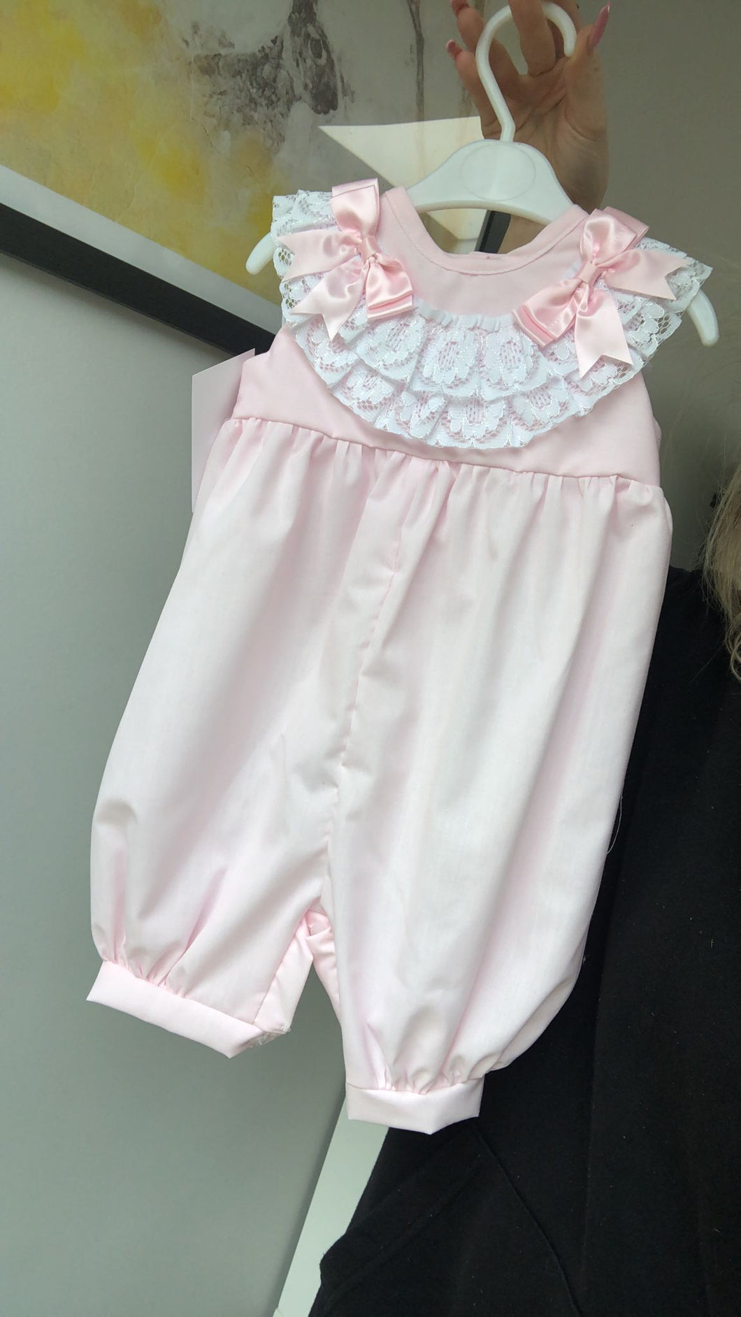 Exclusive to Bella Sorella Babywear Pink Lace Bubble Romper