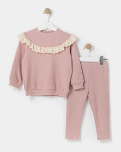 Girls Frilly Lace Trim Spanish Loungewear Set (1-4Y)