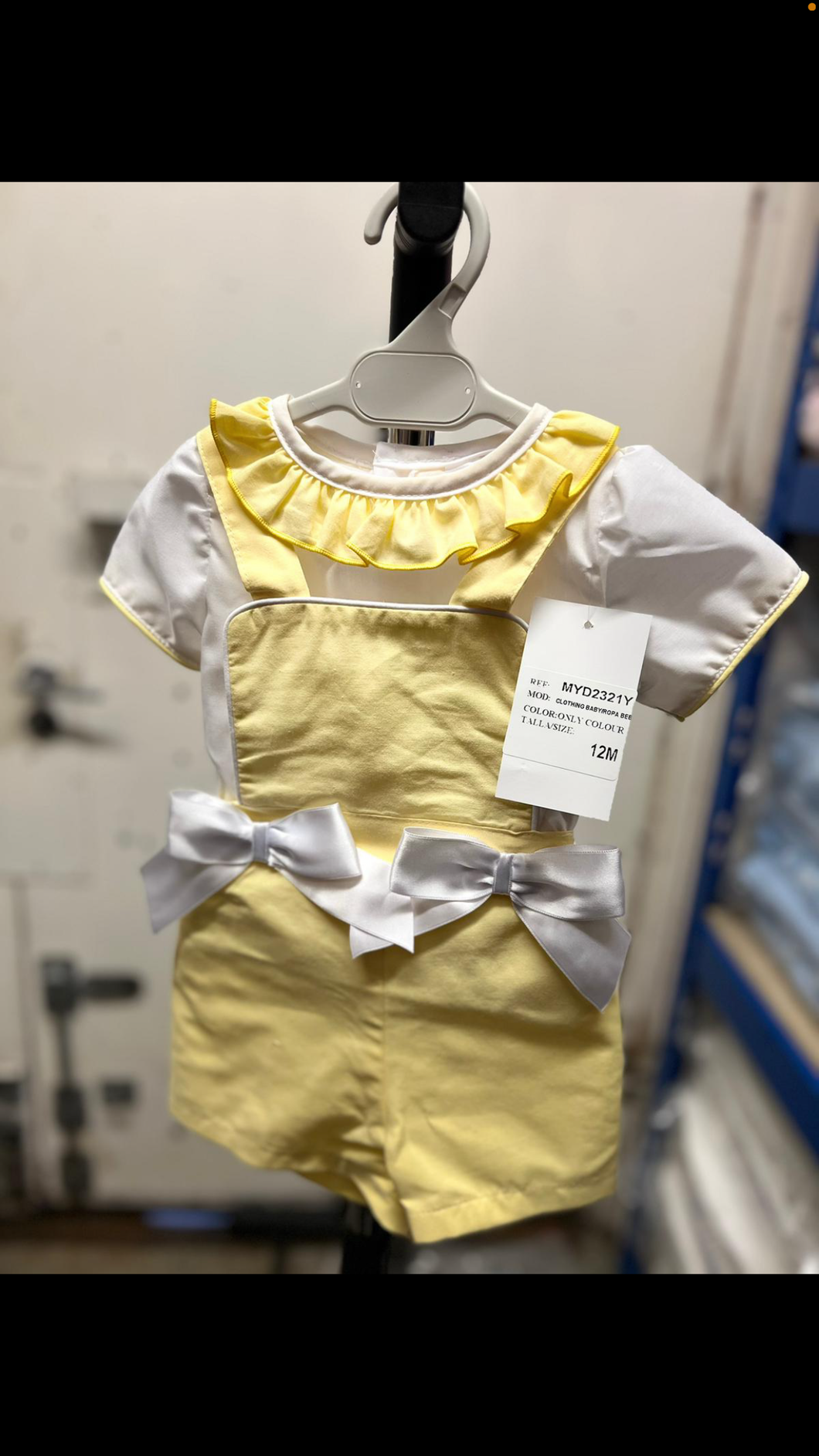 Baby Girl Yellow Dungaree with White Blouse
