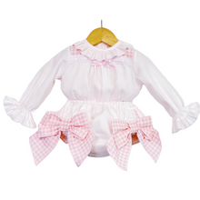 Load image into Gallery viewer, Pink Gingham Big Bow Bloomers &amp; Blouse
