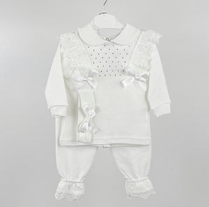 Frilly Tracksuit in White (6/9m)